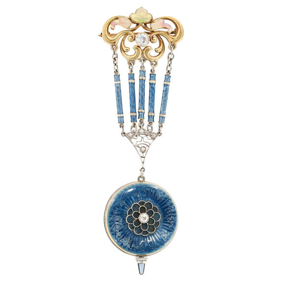 American platinum gold enamel and diamond watch Circa 1900 American platinum gold enamel and diamond watch Circa 1900