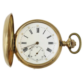 Swiss 14K rose gold full hunter pocket watch Circa 1900