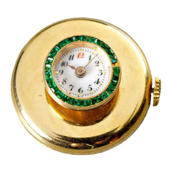 Swiss gold "buttonhole" watch with green stones Circa 1910