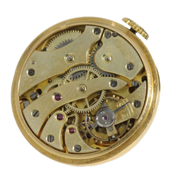 Swiss gold "buttonhole" watch with green stones Circa 1910 Swiss gold "buttonhole" watch with green stones Circa 1910