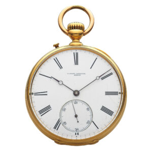 Swiss gold keyless pocket watch with reeded band Circa 1880
