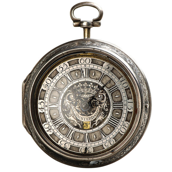 Dutch silver pair-cased date verge pocket watch Circa 1715