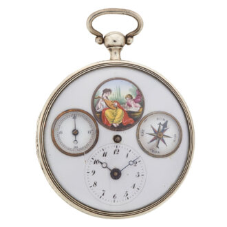 Rare French verge with enamel and visible balance Circa 1800