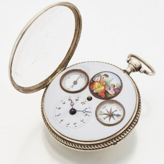 Rare French verge with enamel and visible balance Circa 1800
