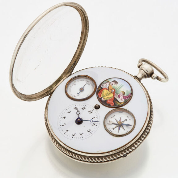 Rare French verge with enamel and visible balance Circa 1800 Rare French verge with enamel and visible balance Circa 1800