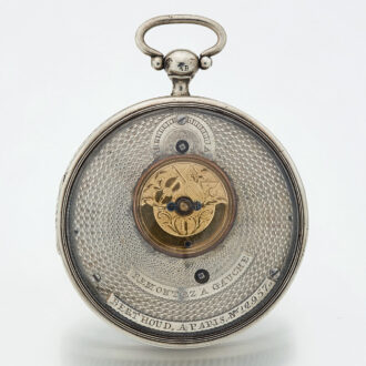 Rare French verge with enamel and visible balance Circa 1800