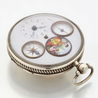 Rare French verge with enamel and visible balance Circa 1800