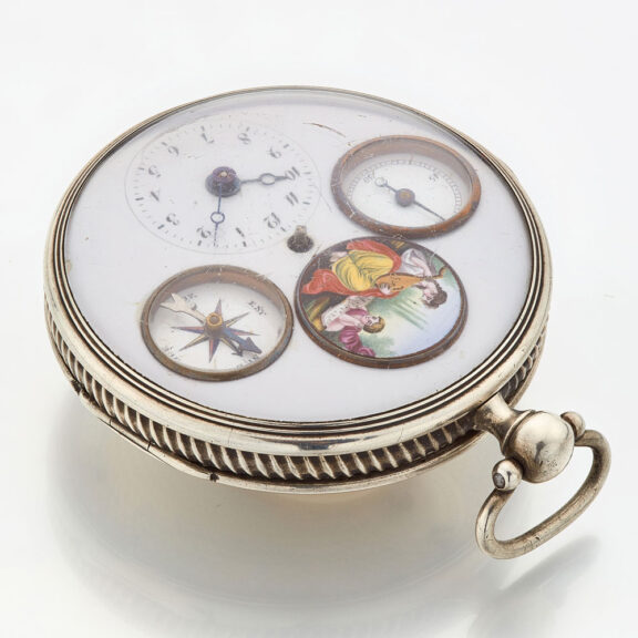 Rare French verge with enamel and visible balance Circa 1800 Rare French verge with enamel and visible balance Circa 1800