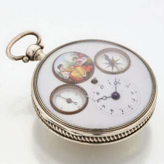 Rare French verge with enamel and visible balance Circa 1800