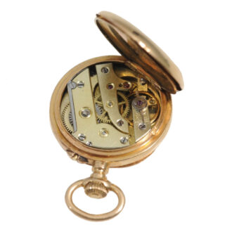Fine Swiss gold cylinder miniature fob watch Circa 1880