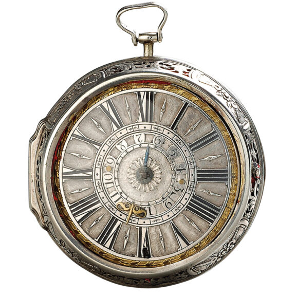 French silver one-handed pair-cased pocket watch Circa 1680