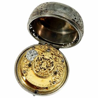 French silver one-handed pair-cased pocket watch Circa 1680
