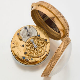 French gold verge watch with a funny erotic scene Circa 1750