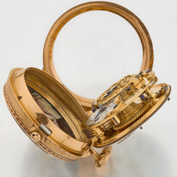 French gold verge watch with a funny erotic scene Circa 1750 French gold verge watch with a funny erotic scene Circa 1750
