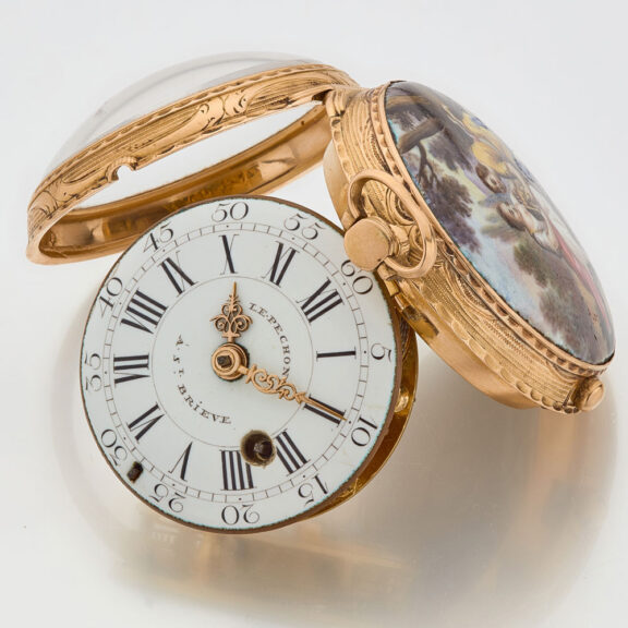 French gold verge watch with a funny erotic scene Circa 1750 French gold verge watch with a funny erotic scene Circa 1750