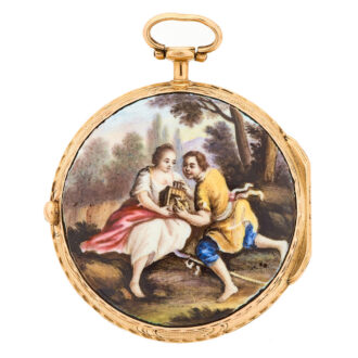 French gold verge watch with a hidden erotic scene Circa 1750