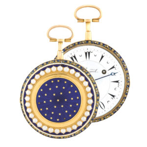 Swiss gold enamel and pearl set pocket watch Circa 1800