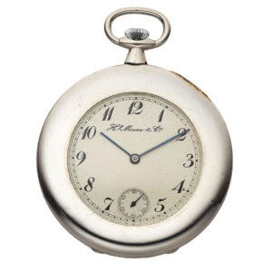 Swiss thin platinum keyless pocket watch Circa 1910