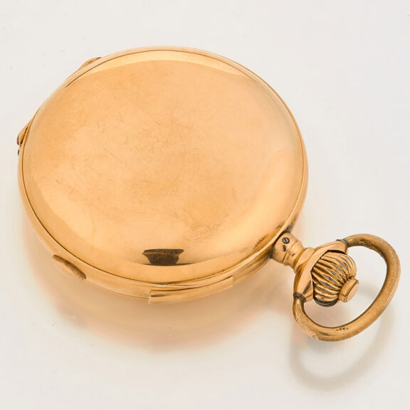 Swiss gold chronograph quarter repeating watch Circa 1890 Swiss gold chronograph quarter repeating watch Circa 1890