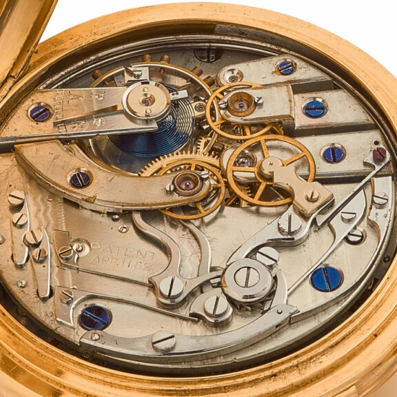 Swiss gold chronograph quarter repeating watch Circa 1890 Swiss gold chronograph quarter repeating watch Circa 1890