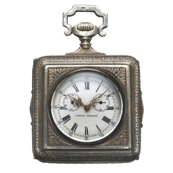 Swiss sterling silver self-winding square pocket watch Circa 1880
