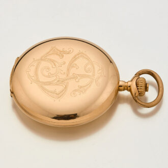 Swiss 14k pink gold hunting cased keyless watch Circa 1900