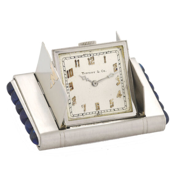 Fine Swiss sapphire set platinum purse watch Circa 1930