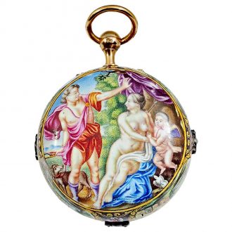 English important gold and enamel verge watch Circa 1710