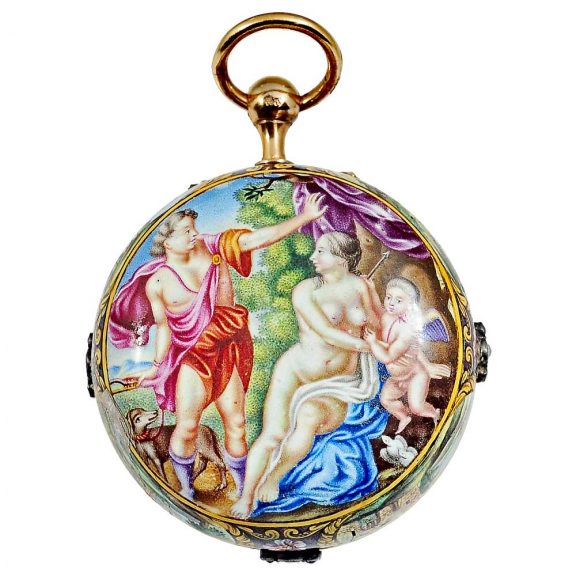 English important gold and enamel verge watch Circa 1710
