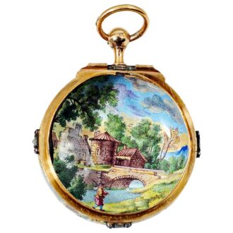 English important gold enamel verge pocket watch Circa 1710