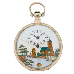 English silver duplex watch with three automatons Circa 1815