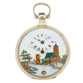 English silver duplex watch with three automatons Circa 1815 English silver duplex watch with three automatons Circa 1815