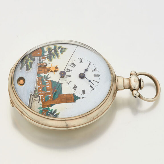 English silver duplex watch with three automatons Circa 1815 English silver duplex watch with three automatons Circa 1815