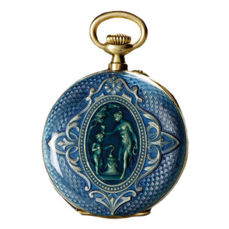 Swiss gold and enamel open faced pendant watch Circa 1911 Swiss gold and enamel open faced pendant watch Circa 1911