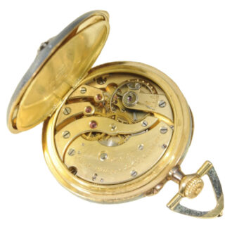 Swiss gold, enamel and diamonds pendant watch Circa 1911