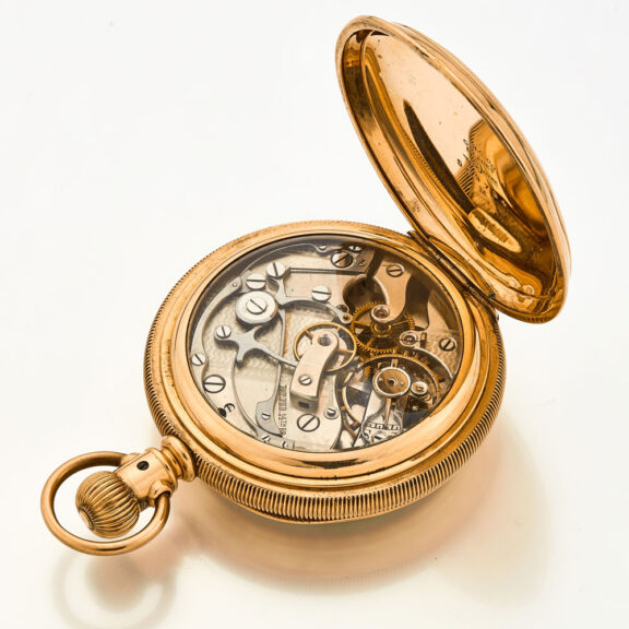 American gold-filled engine turned chronograph Circa 1890 American gold-filled engine turned chronograph Circa 1890