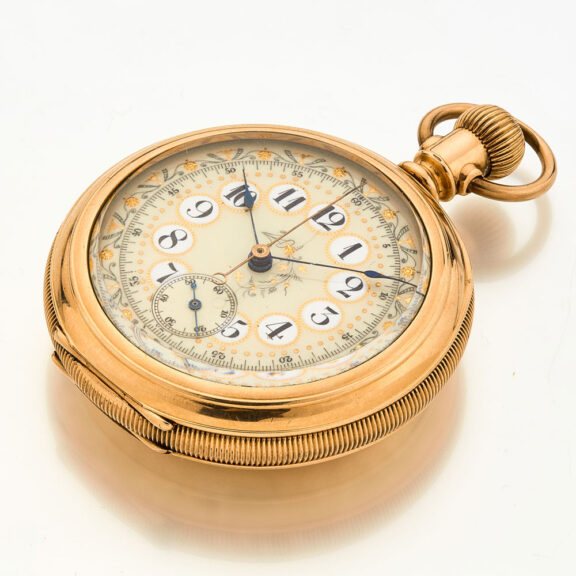 American gold-filled engine turned chronograph Circa 1890 American gold-filled engine turned chronograph Circa 1890