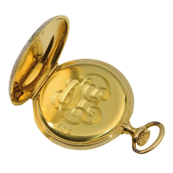 Exquisite Swiss gold and enamel lever watch Circa 1890 Exquisite Swiss gold and enamel lever watch Circa 1890
