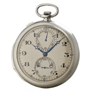 Swiss platinum split second chronograph watch Circa 1923