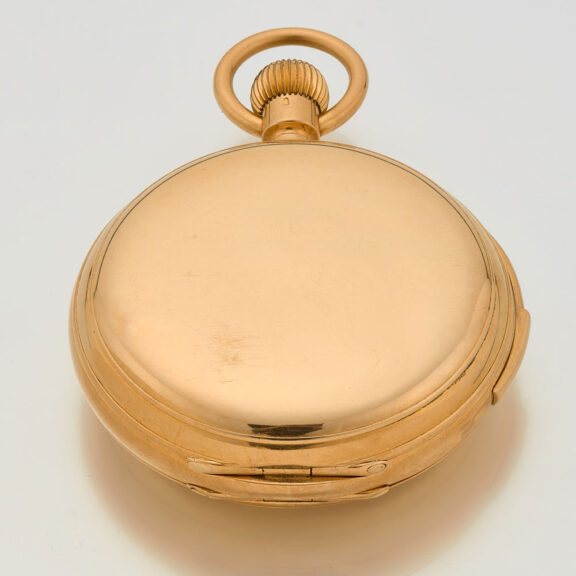 English gold hunting cased minute repeating lever Circa 1885 English gold hunting cased minute repeating lever Circa 1885