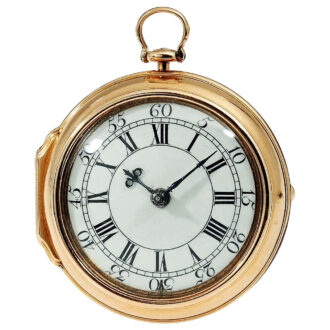 English gold pair cased cylinder pocket watch Circa 1738