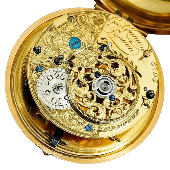 English gold pair cased cylinder pocket watch Circa 1738 English gold pair cased cylinder pocket watch Circa 1738