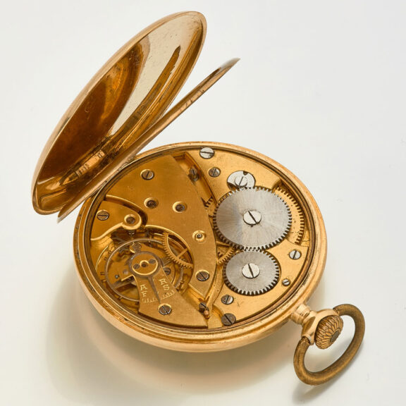 Swiss gold open faced Art Deco lever watch Circa 1934 Swiss gold open faced Art Deco lever watch Circa 1934