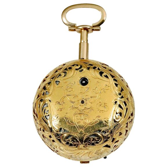 English 22k gold repeating verge repoussé watch Circa 1780 English 22k gold repeating verge repoussé watch Circa 1780