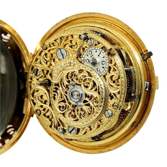 English 22k gold repeating verge repoussé watch Circa 1780 English 22k gold repeating verge repoussé watch Circa 1780