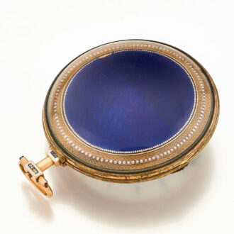 French gold pearl set watch with protective case Circa 1790 French gold pearl set watch with protective case Circa 1790
