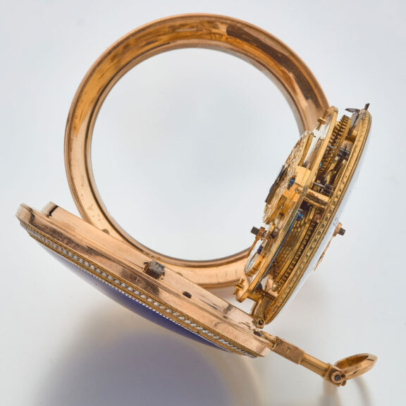 French gold pearl set watch with protective case Circa 1790 French gold pearl set watch with protective case Circa 1790