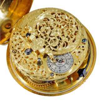 English 22k gold pair cased verge pocket watch Circa 1718