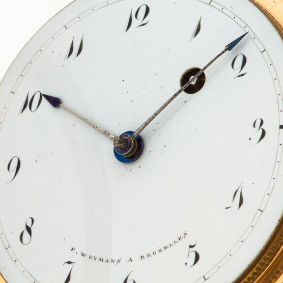 Belgian 18 carat gold hunting cased verge watch Circa 1800 Belgian 18 carat gold hunting cased verge watch Circa 1800