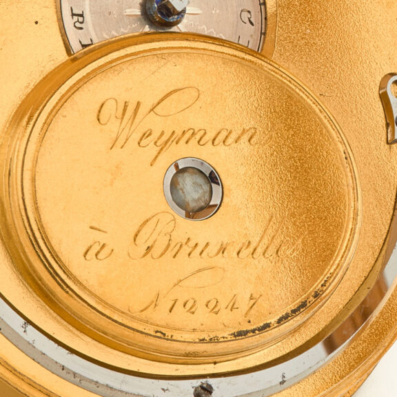 Belgian 18 carat gold hunting cased verge watch Circa 1800 Belgian 18 carat gold hunting cased verge watch Circa 1800